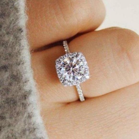 NEW 925 STERLING SILVER DIAMOND ENGAGEMENT RING - Picture 1 of 4